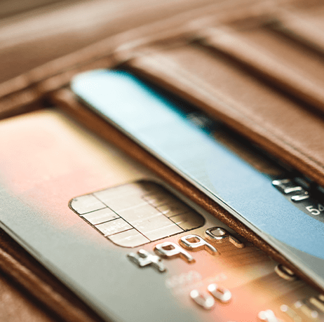 Closeup view of credit cards.